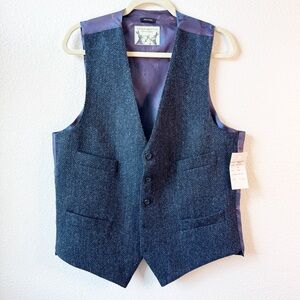 Peter Christian Blue Harris Tweed 100% Wool Waistcoat Size 42R